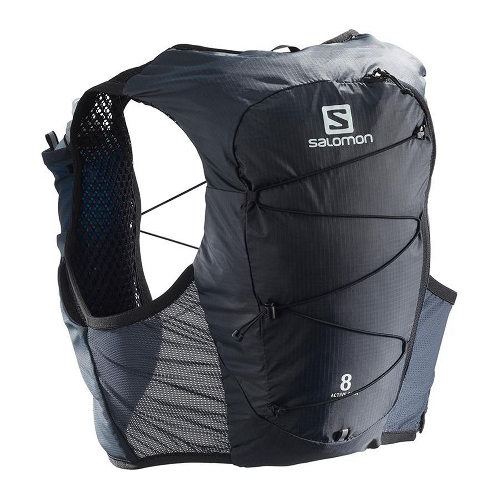 Salomon Singapore Mens Trail Running Packs - ACTIVE SKIN 8 SET HYDRATION PACK Black | 35790-PRYS